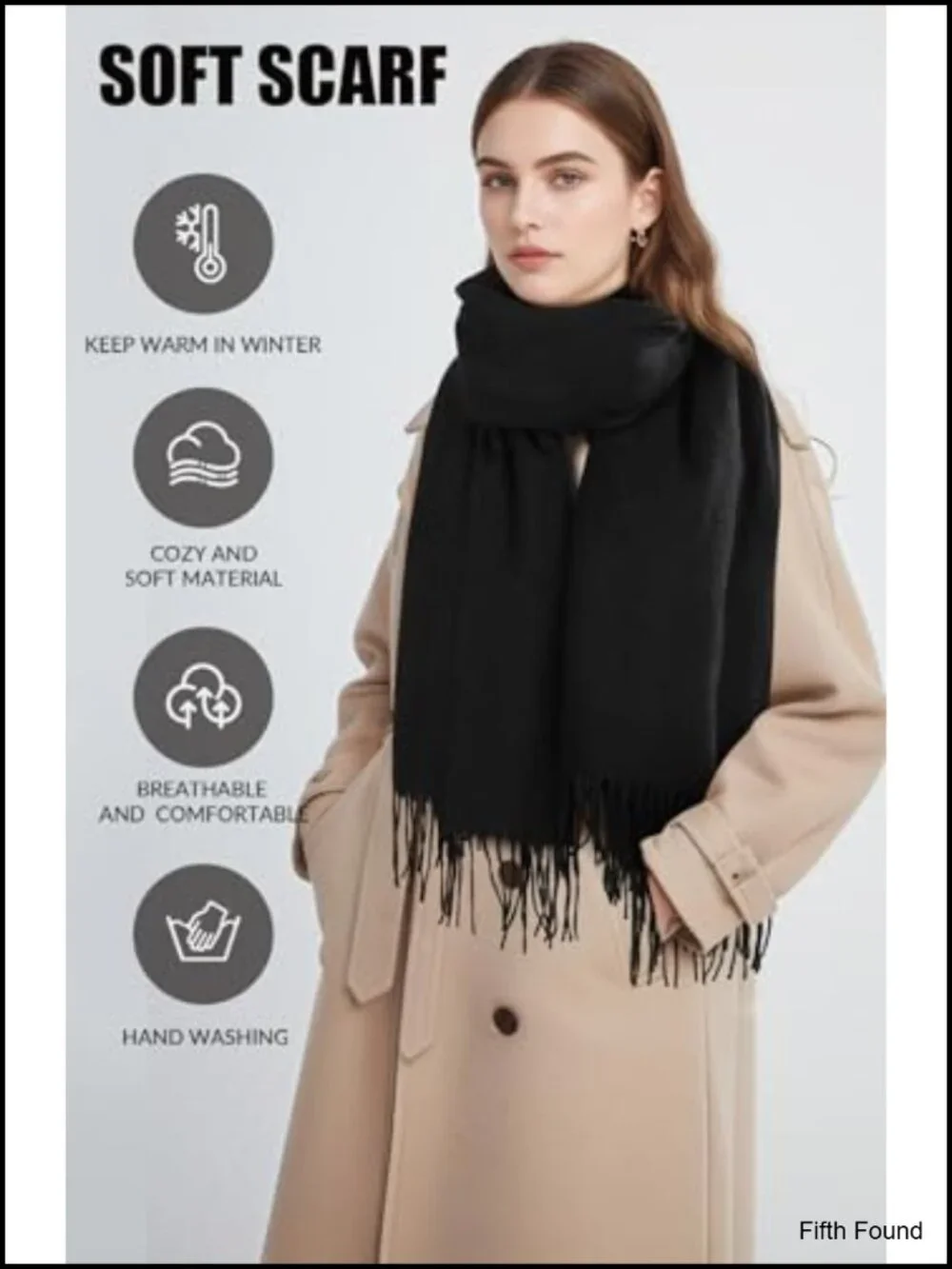 Winter Scarf Acrylic Pashmina Shawl Wrap Tassel for Women
